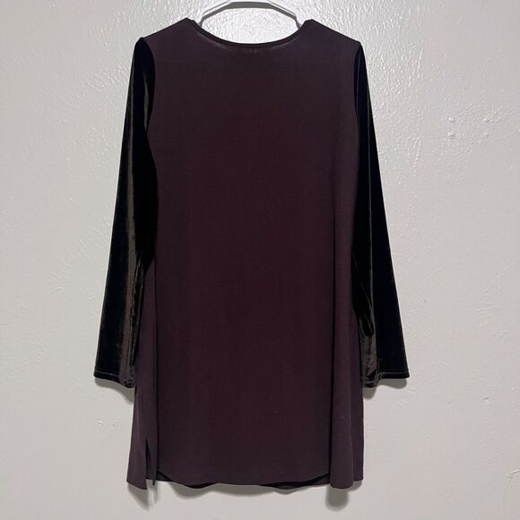 Soft Surrounding Womens Velvet Long‎ Sleeve Brown Tunic Blouse W/Pocket Size L - Picture 2 of 7